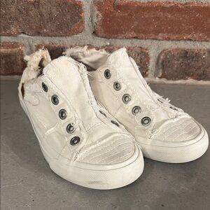 Blowfish White Casual Sneakers Distressed Canvas
